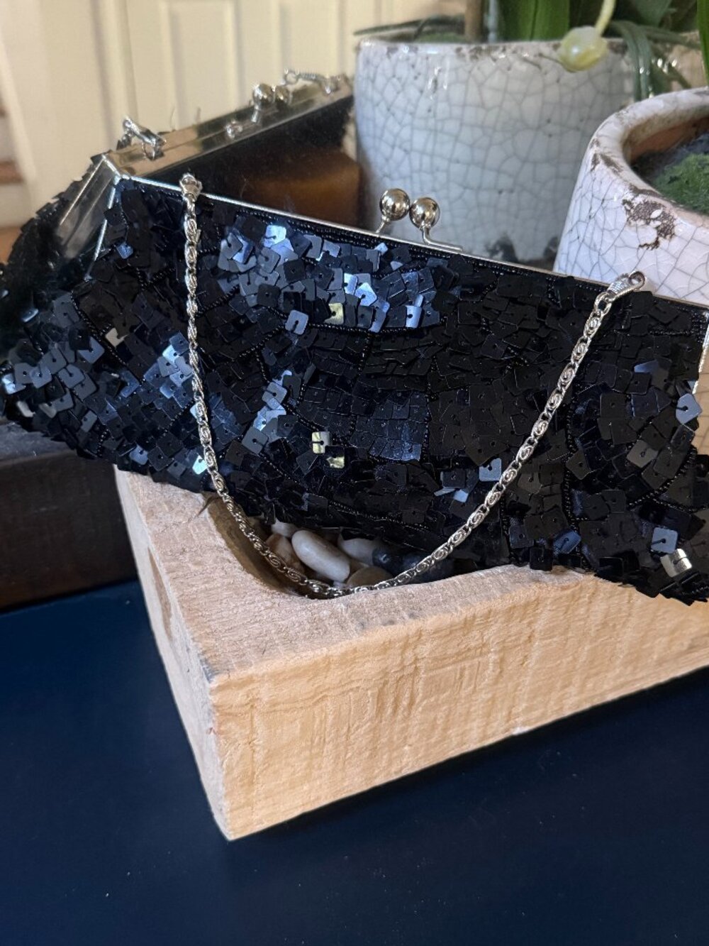 Black Sequined Clutch